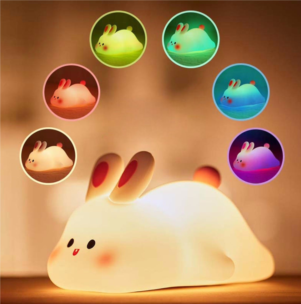 LULU Touch LED Night Light – Soft Silicone Bunny Lamp for Kids Bedroom