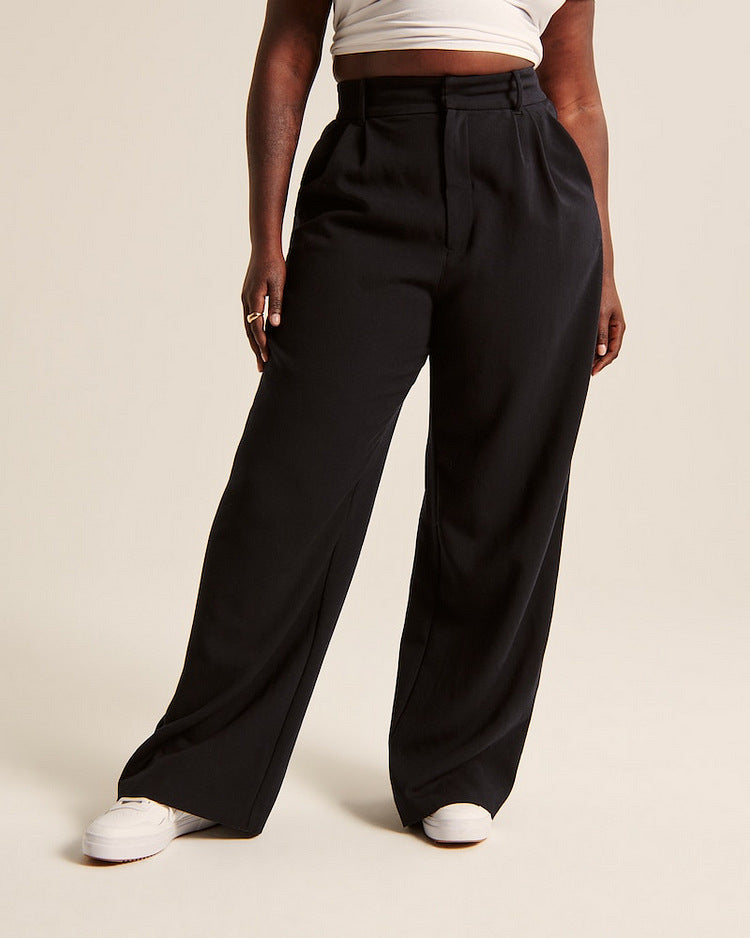 High Waist Straight Trousers With Pockets
