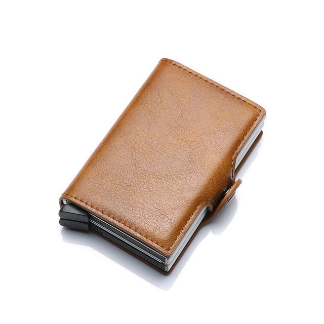 Metal Leather Card Holder Pocket Commercial Bank Credit Card