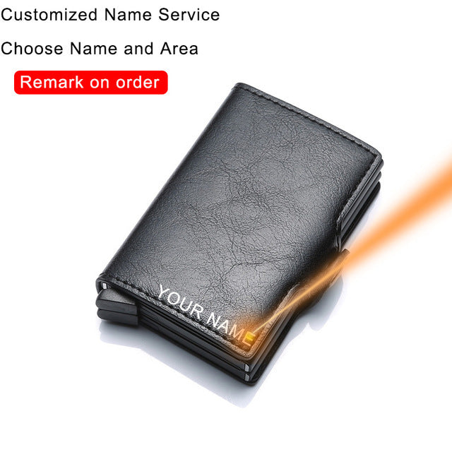 Metal Leather Card Holder Pocket Commercial Bank Credit Card