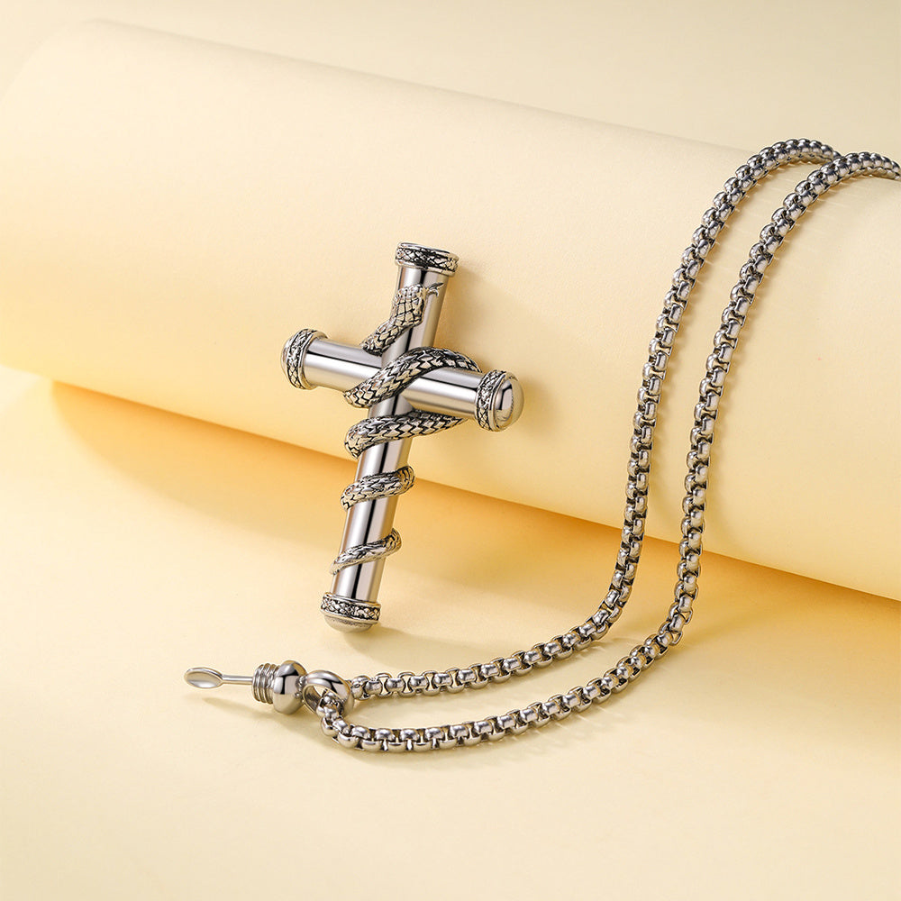 18k Gold Detachable Cross Snake Necklace Fashion Personality Clavicle Chain Necklace For Valentine's Day Loved Memorial Jewelry