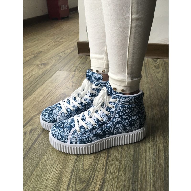 Custom Pictures Or Logo  Classic High Top Platform Woman Height Increasing Flats Female