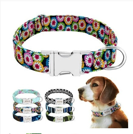 Cat Dog Collar Collar Lettering Anti-lost Tag Small Large Dog Traction Rope Collar Bell Dog Tag Custom