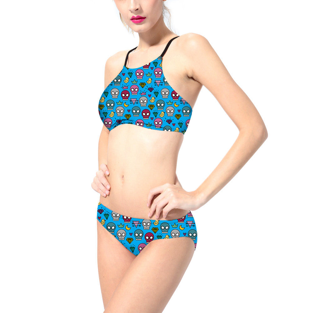 Printed Custom Swimwear No Steel Ring Split Bikini