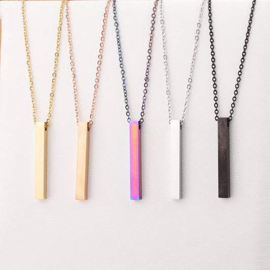 3D Engraved Bar Necklace