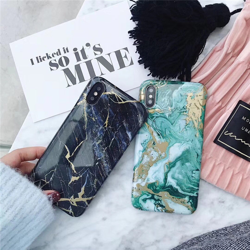 Golden Green Marble Phone Case Custom Logo