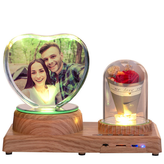 Personalized Photo Night Light Bluetooth Music Gift Box 3D Crystal Inner Carving Gift