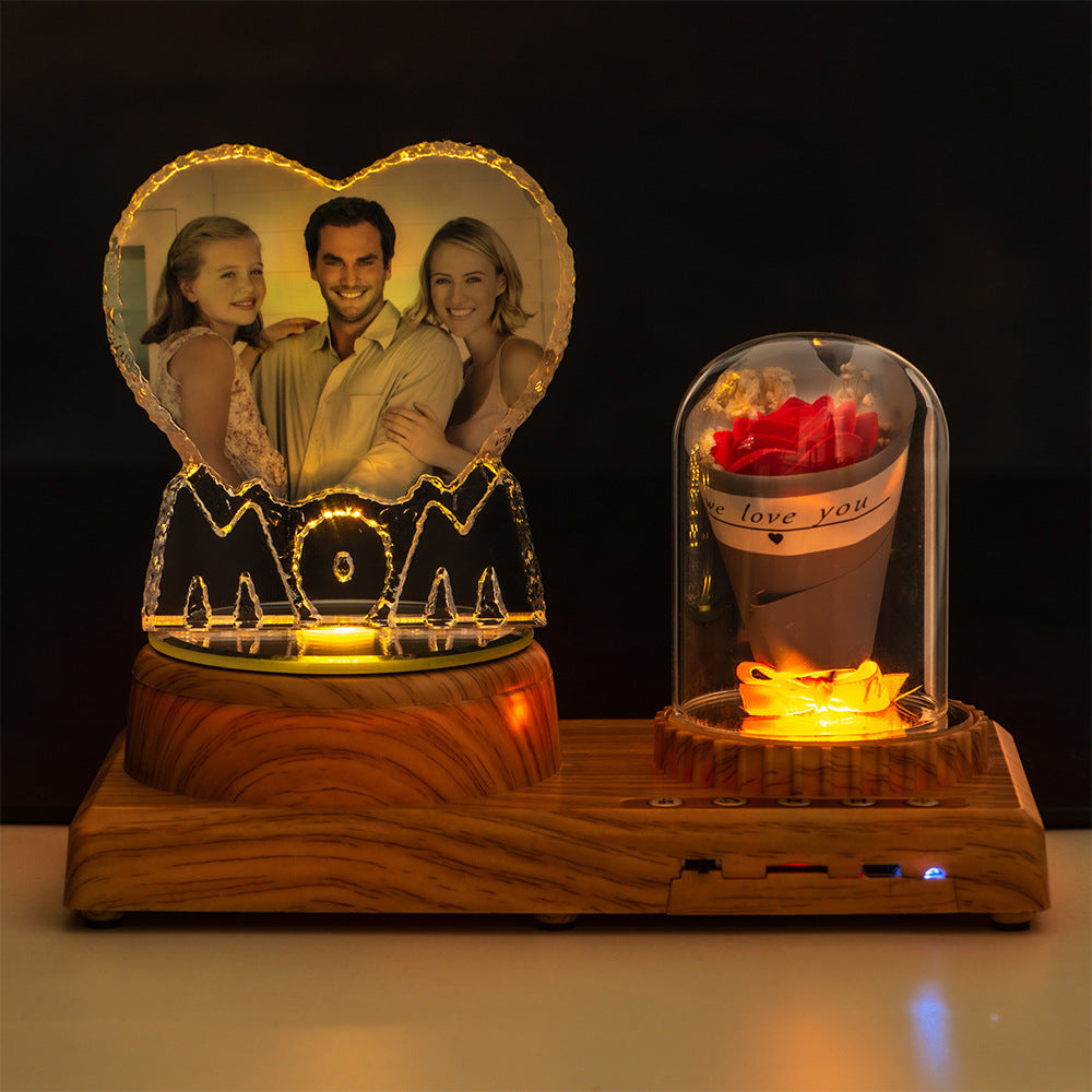 Personalized Photo Night Light Bluetooth Music Gift Box 3D Crystal Inner Carving Gift