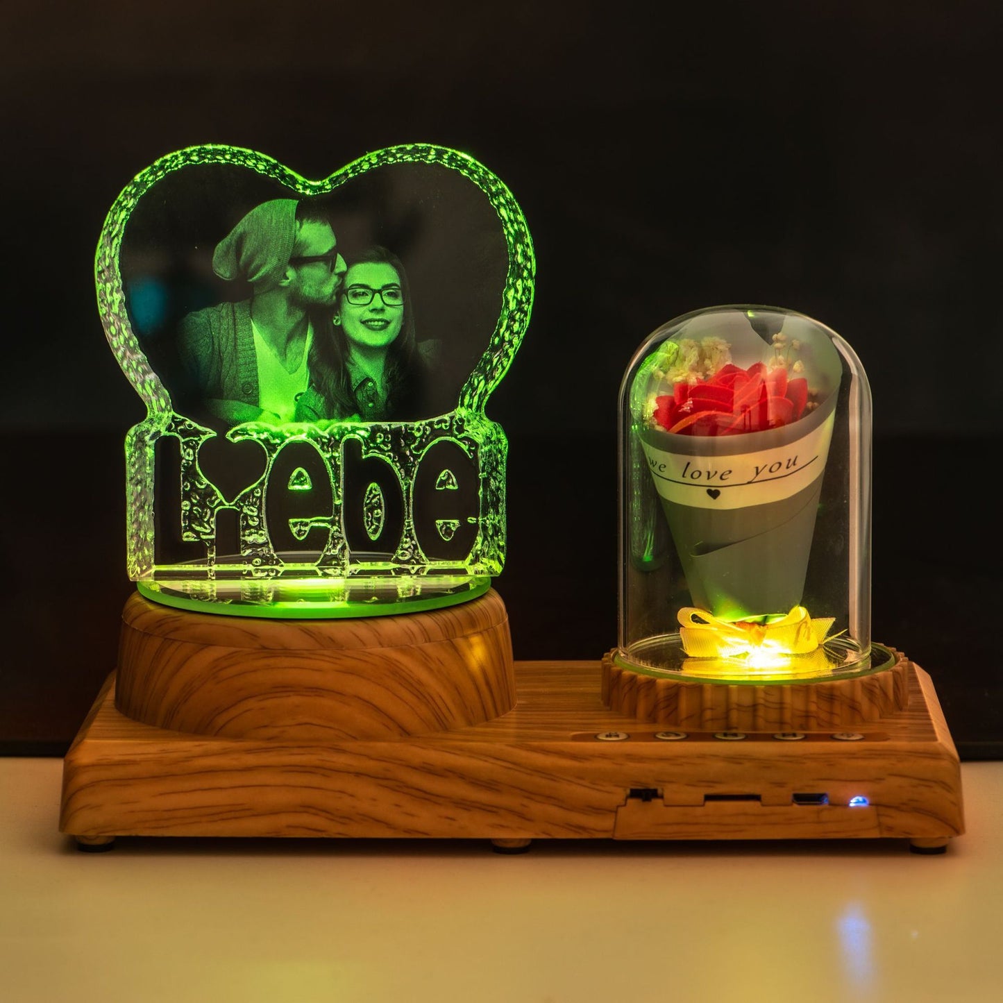 Personalized Photo Night Light Bluetooth Music Gift Box 3D Crystal Inner Carving Gift