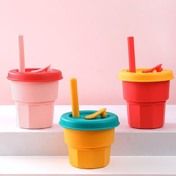 Baby Platinum Silicone Water Cup with Straw
