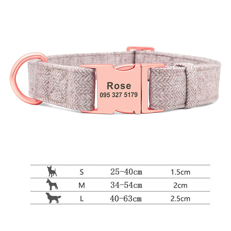 Pet Dog Collar Engraving Anti-Lost Collar Golden Retriever Medium And Large Dog Teddy Small Dog Collar Leash