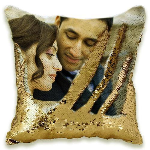 Custom Photo Cushion Cover Diy Personalized Sequin Luminous Pillowcase Room Decoration Baby Wedding Pet Photos Printed