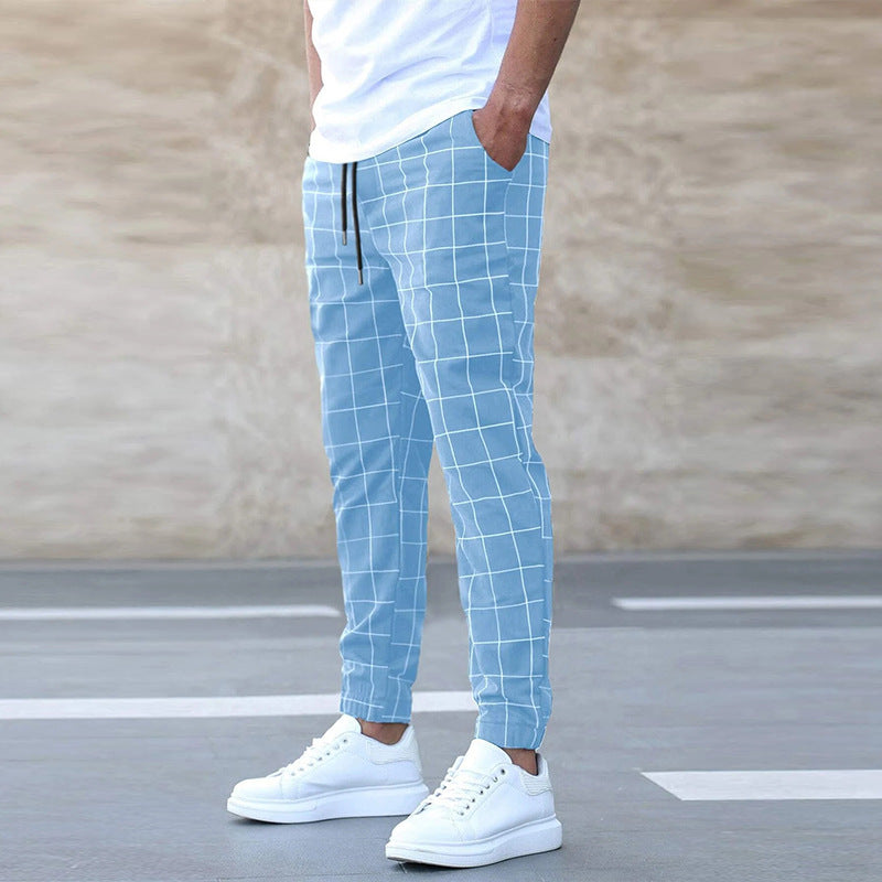 Plaid Print Drawstring Pants