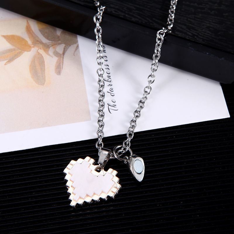 Magnetic Heart-shaped Mosaic Necklace Fashion Personality Couple Love Necklace For Valentine's Day