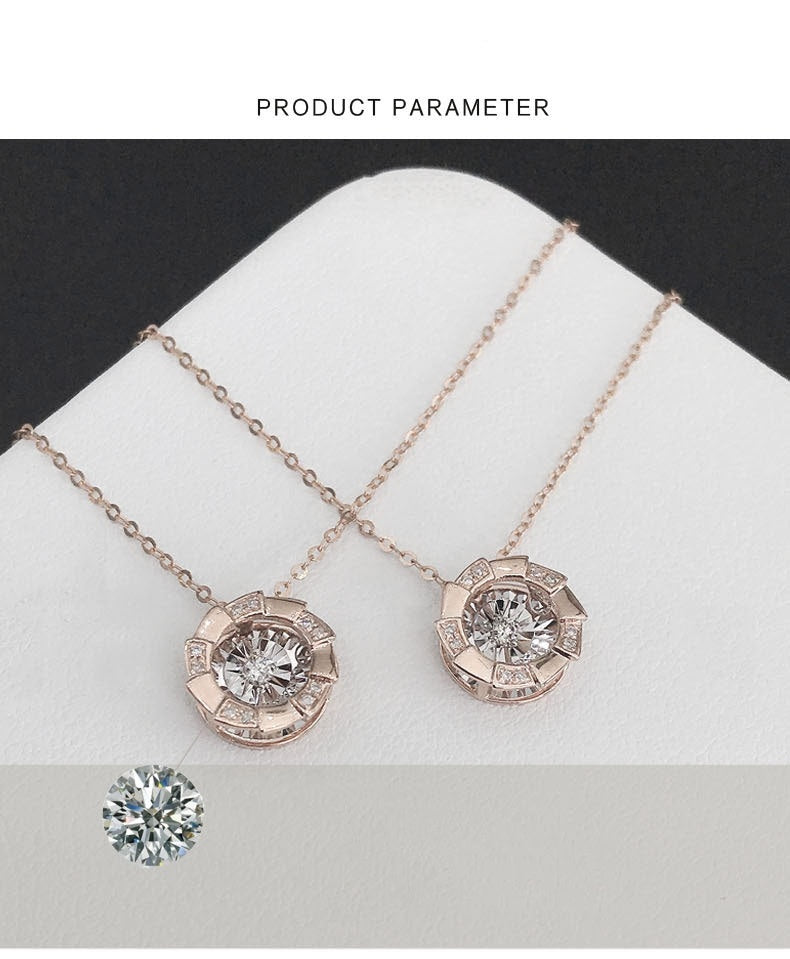 Rose Gold Pulsatile Heart Diamond Pendant Clavicle Chain