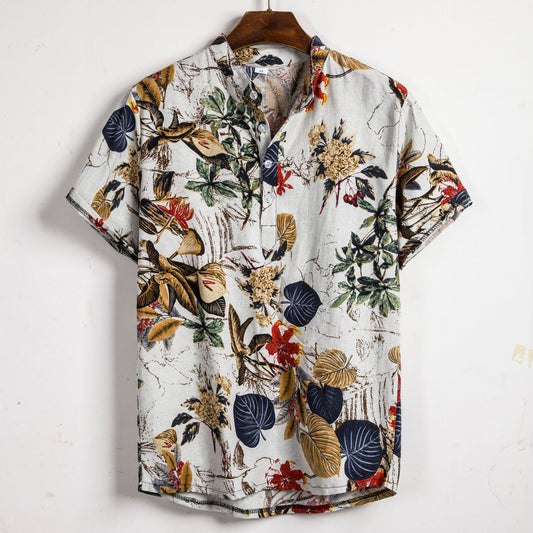 Slim Contrast Color Printing Shirt
