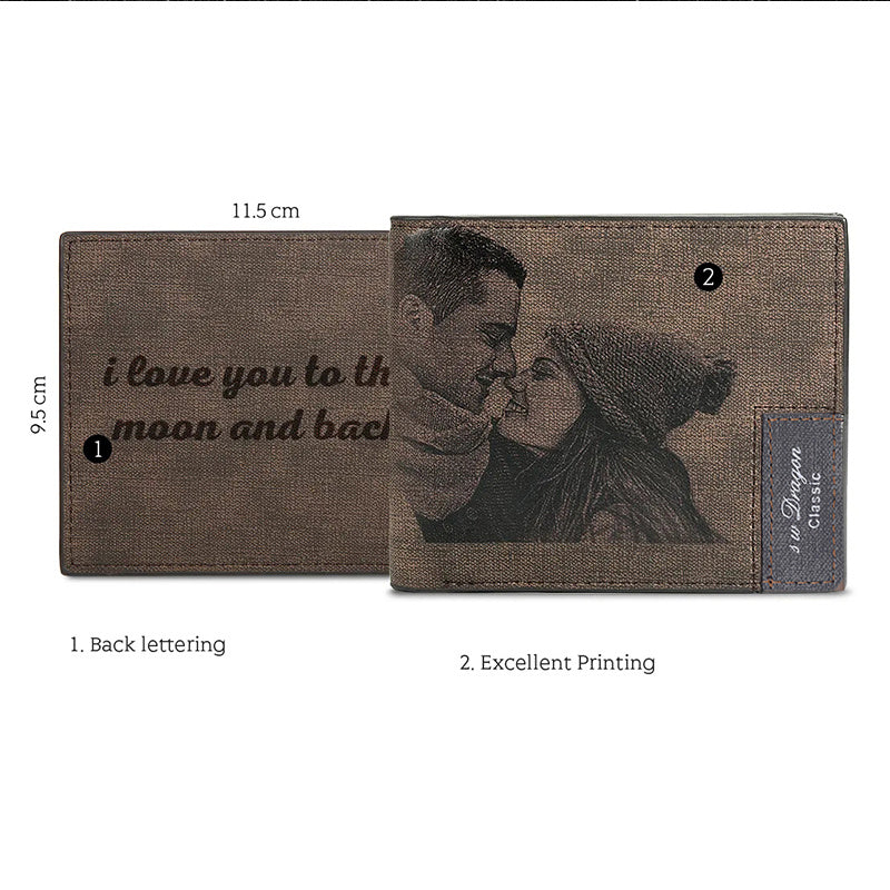 Custom photo carved frosted men's short wallet