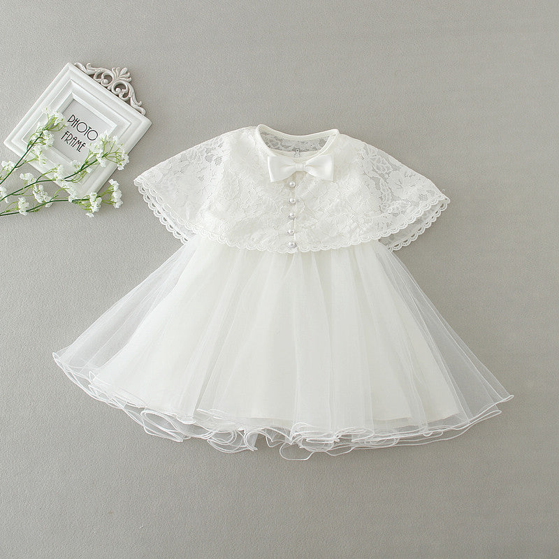 Cute Baby White Fluffy Dress Two-piece Set