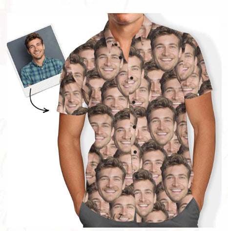 Customized Photo Printed Hawaiian Short Sleeved Casual Shirt