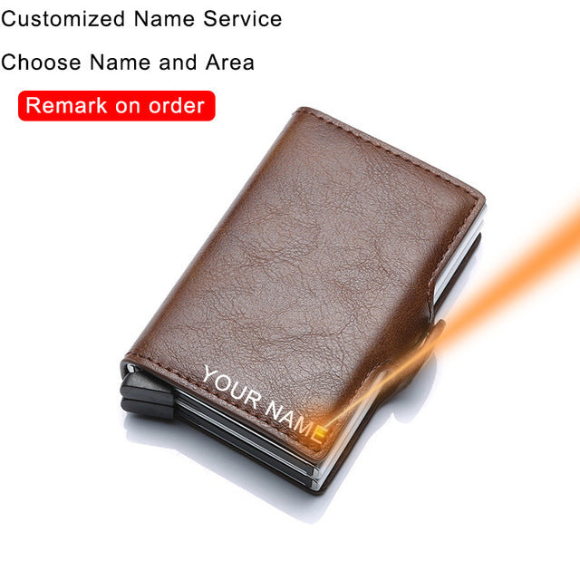 Metal Leather Card Holder Pocket Commercial Bank Credit Card