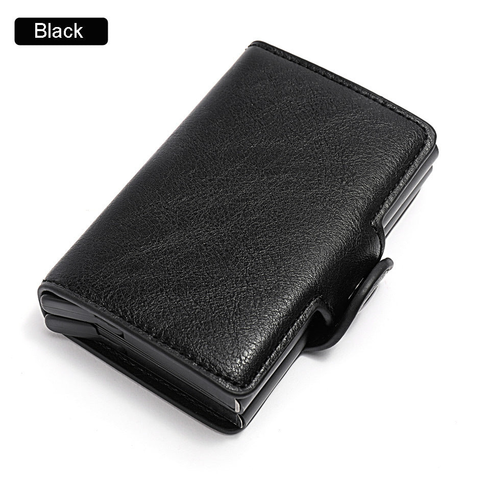 Rfid Wallet PU Crazy Horse Leather Men Mini Money Clip Credit Card ID Holder