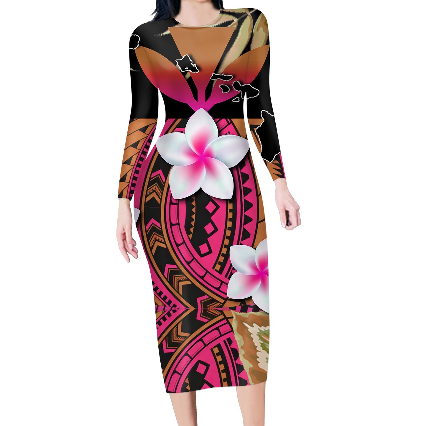 Custom Floral Long-sleeved Dress