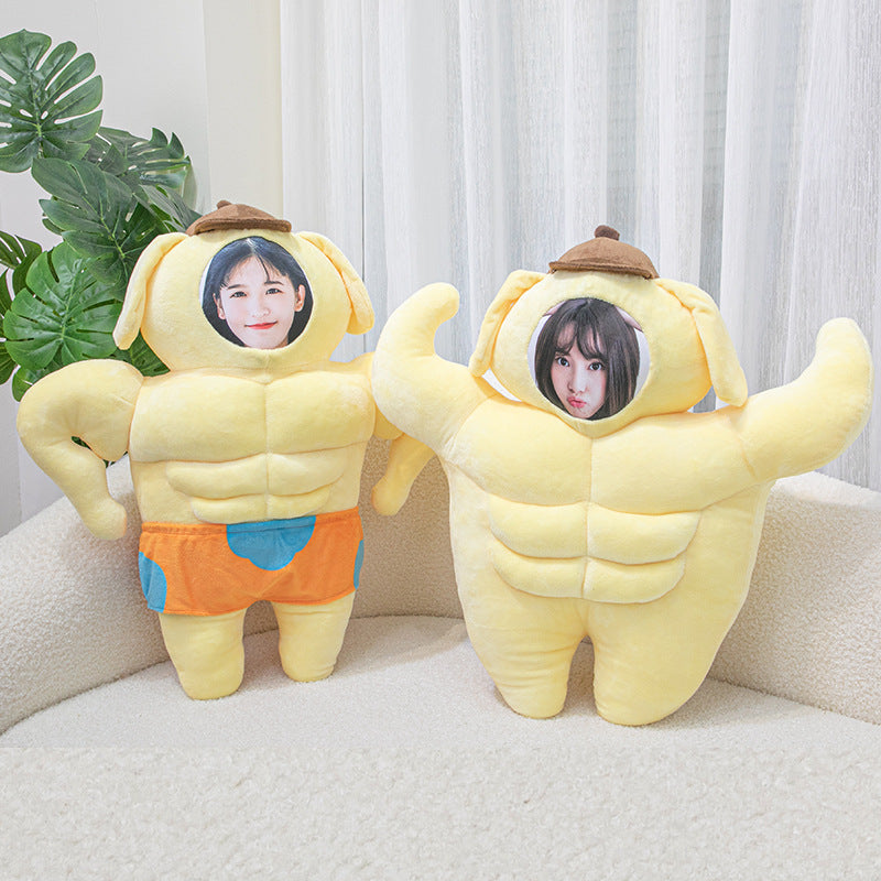 Diy Photo Doll Face Baby Doll Muscledog Pudding Funny Abdominal Muscle Pillow