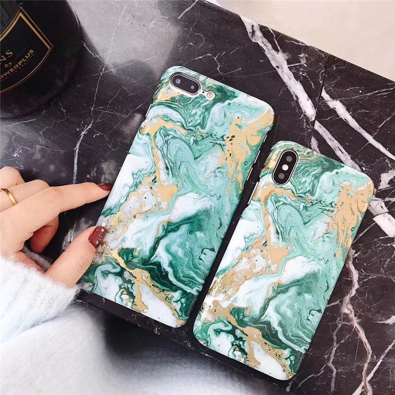 Golden Green Marble Phone Case Custom Logo