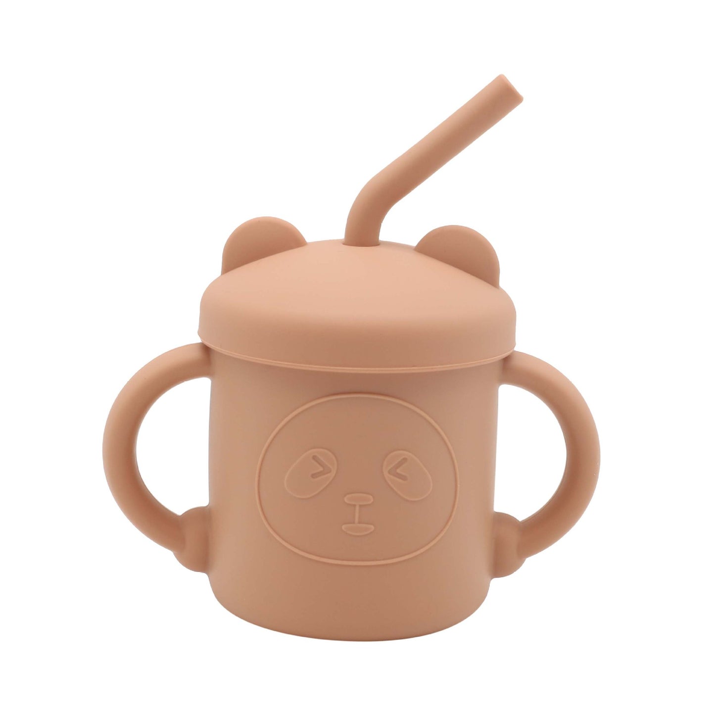 Children's Silicone Panda Cup With Straw Drinking Water