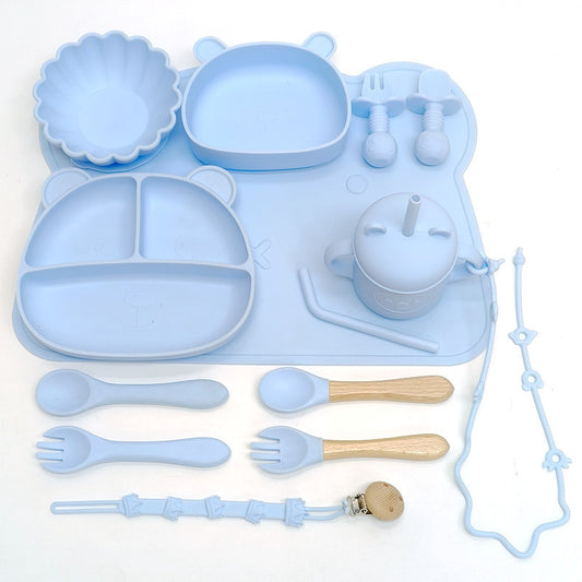Baby Food Bowl And Spoon Set, Silicone Feeding Plate For Meals