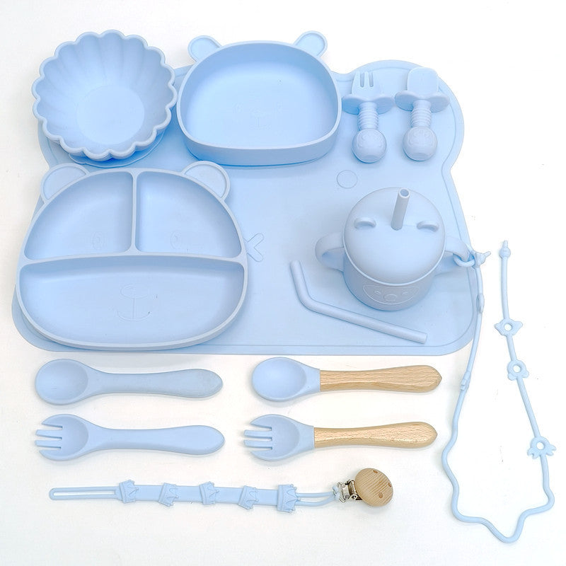 Baby Food Bowl And Spoon Set, Silicone Feeding Plate For Meals