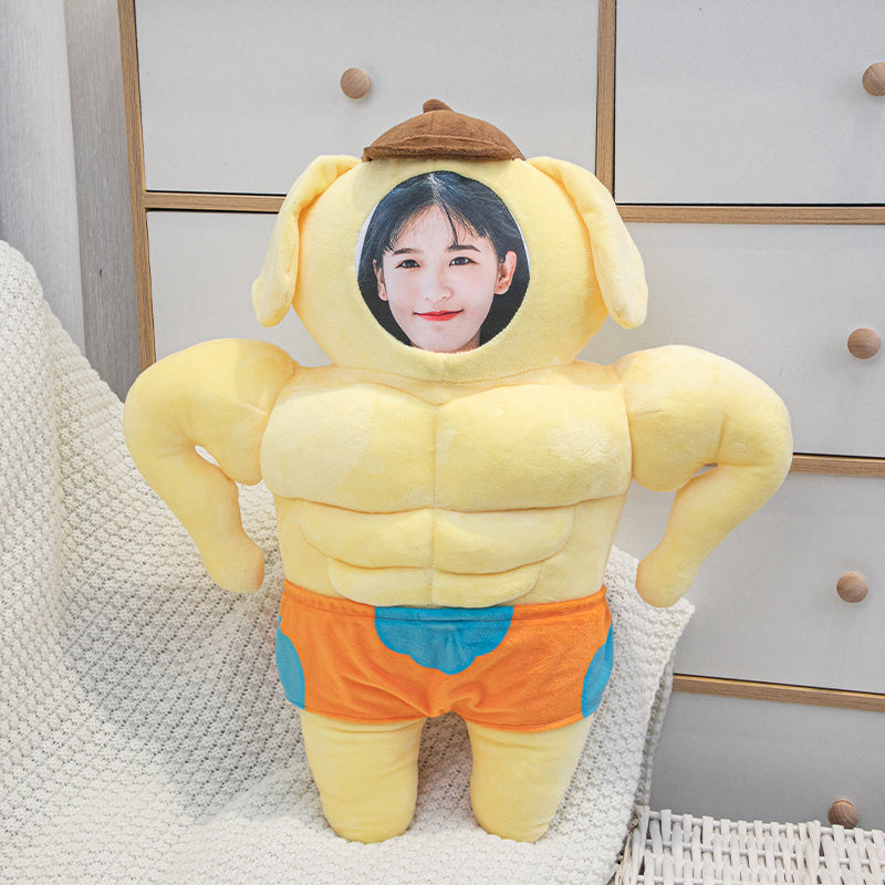 Diy Photo Doll Face Baby Doll Muscledog Pudding Funny Abdominal Muscle Pillow