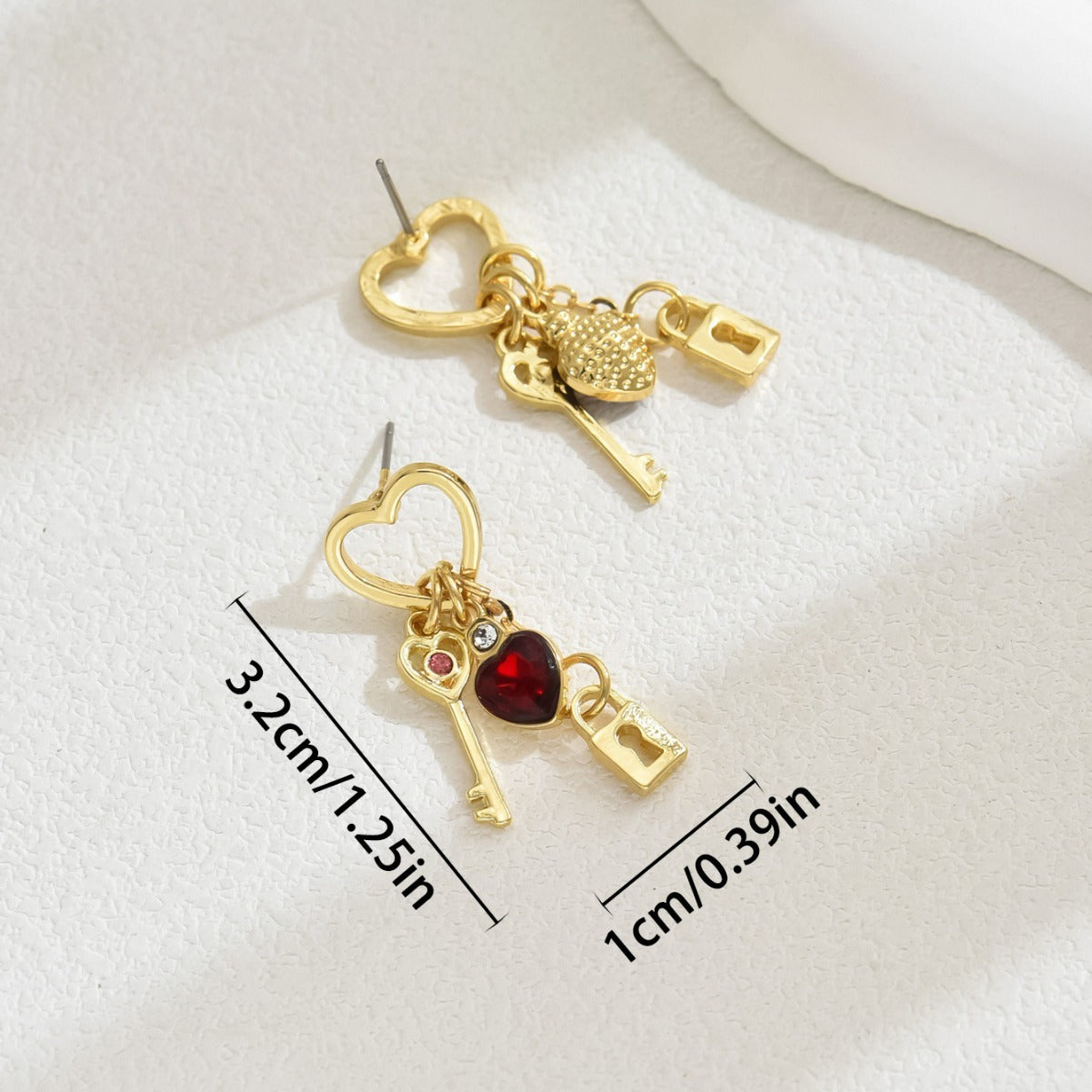 Simple Love Female Diamond Lock-shaped Special-interest Earrings