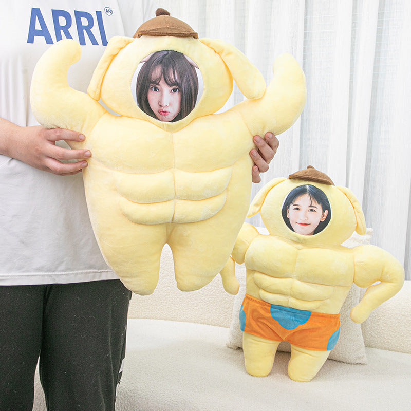 Diy Photo Doll Face Baby Doll Muscledog Pudding Funny Abdominal Muscle Pillow