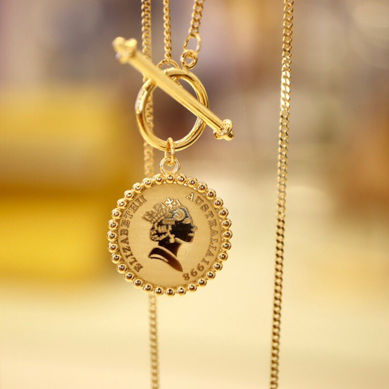 Gold Retro Round Brand Pure Jewelry Necklace