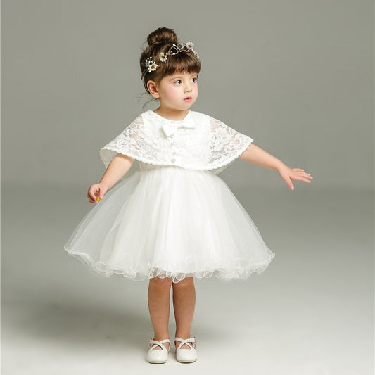 Cute Baby White Fluffy Dress Two-piece Set
