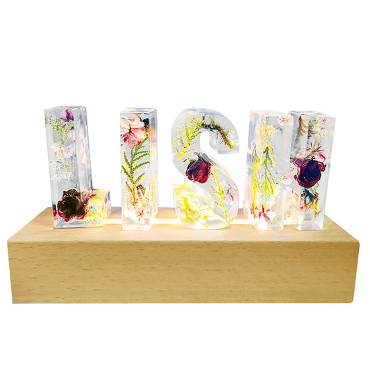 Dried Flower English Alphabet Night Light Base Table