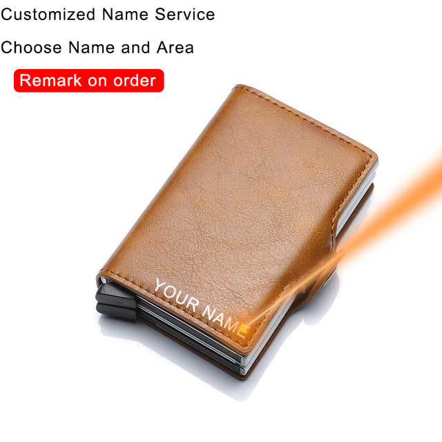 Metal Leather Card Holder Pocket Commercial Bank Credit Card