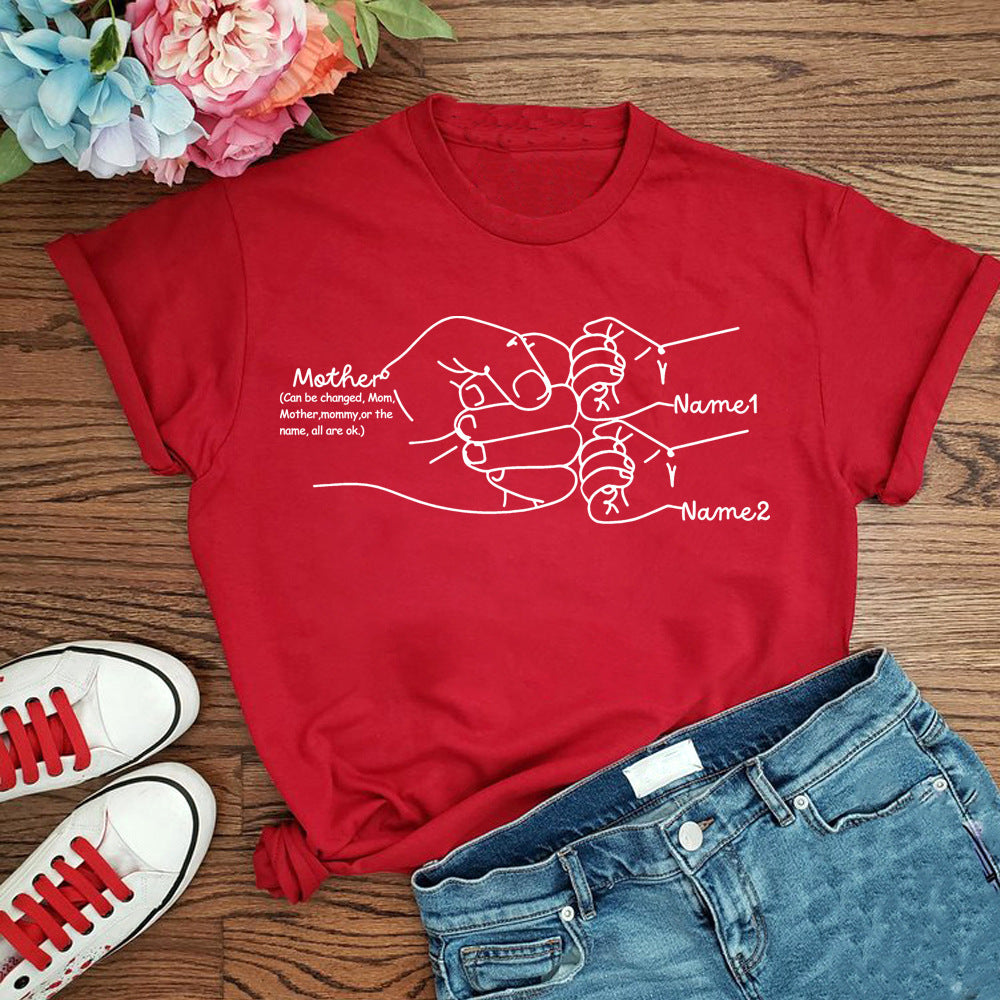 Hand Drawn Mom Kids Fist Collision Shirt Personalized T-shirt