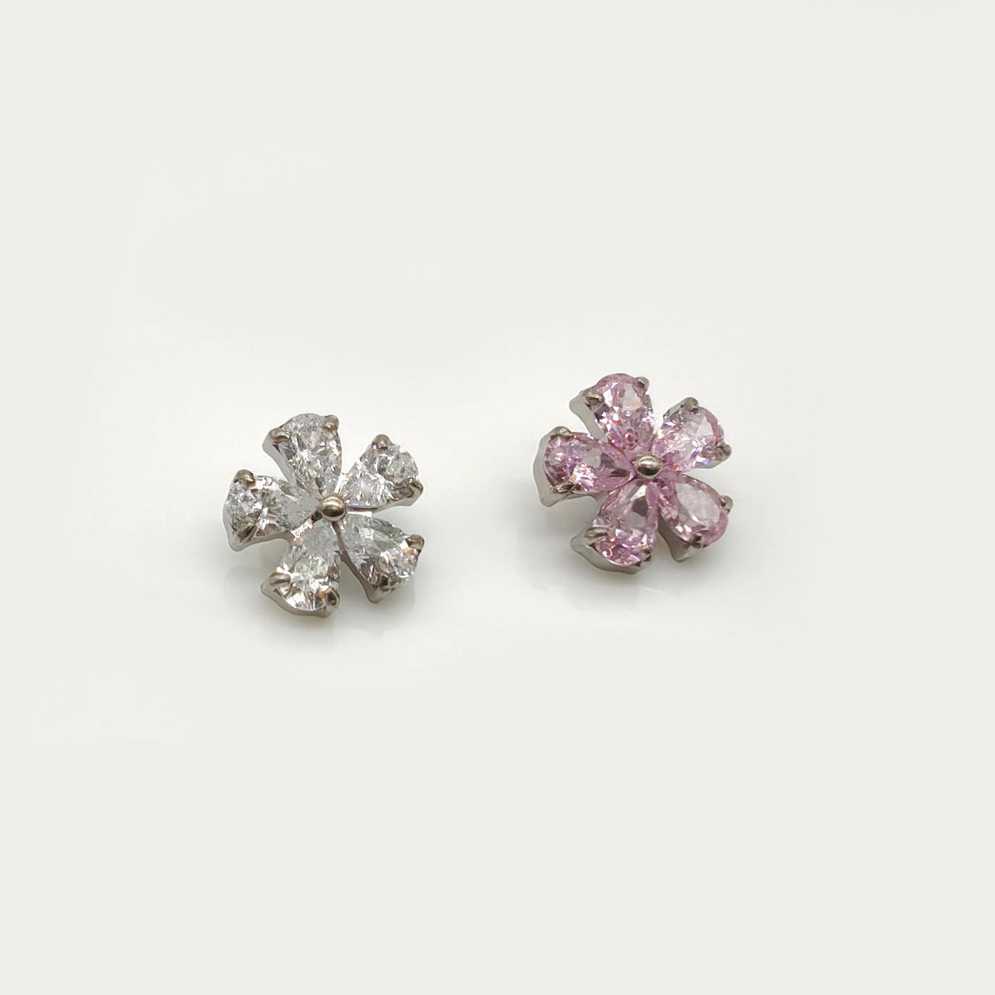 Titanium Alloy Flower Super Zircon Stud Earrings