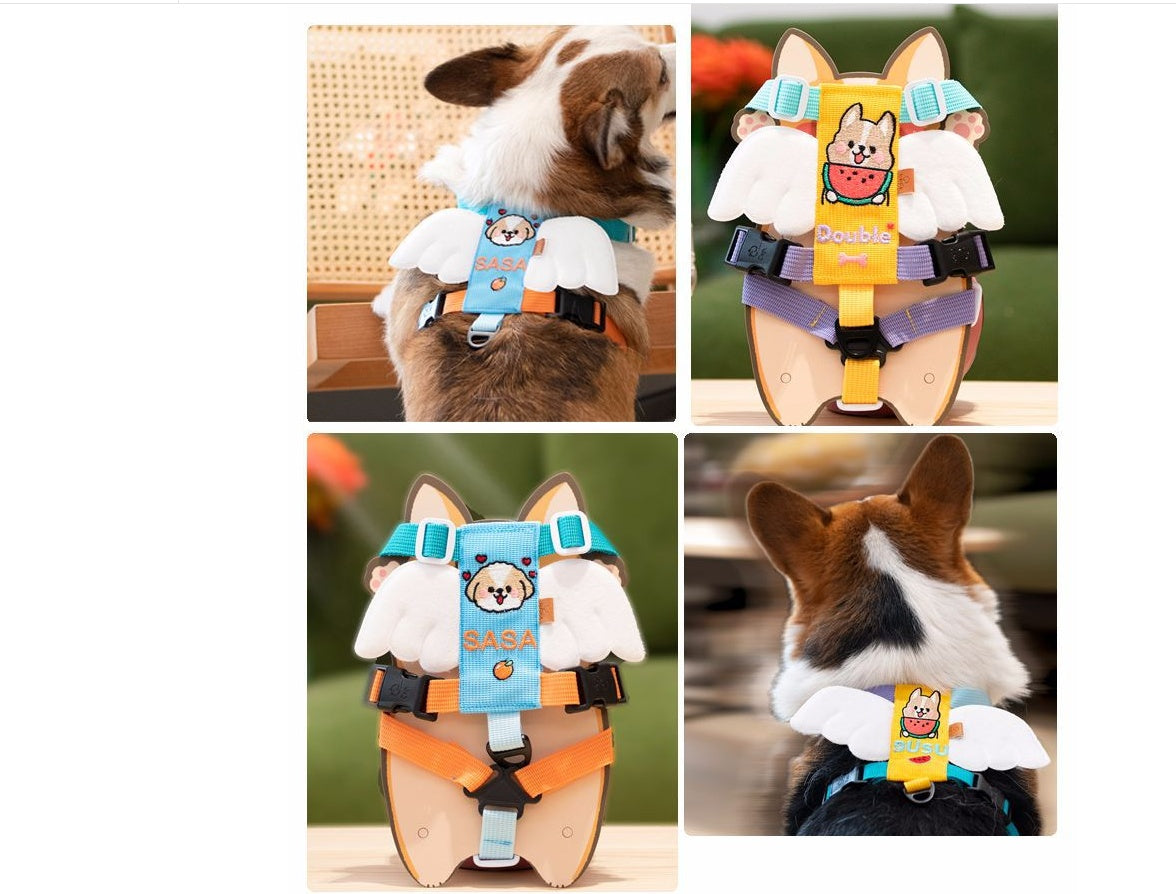 Pet Angel Wings Chest Strap Can Embroider Dog Name Avatar