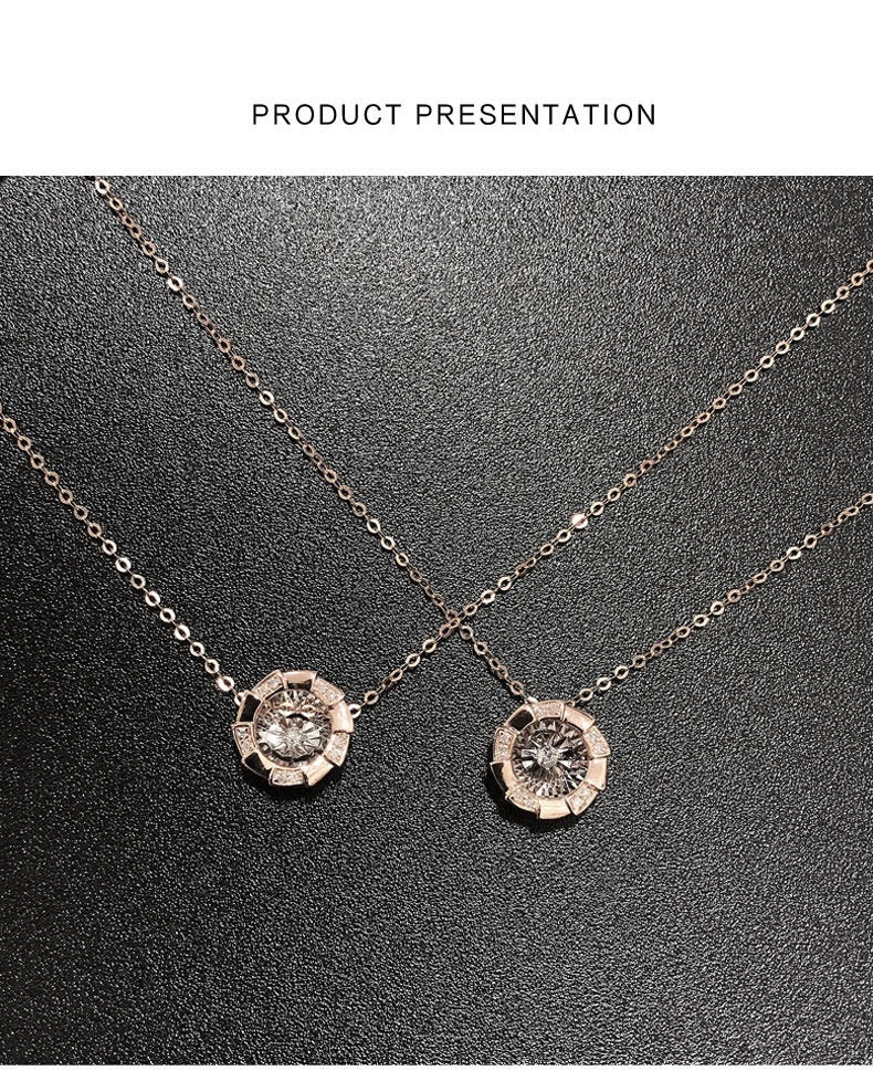 Rose Gold Pulsatile Heart Diamond Pendant Clavicle Chain