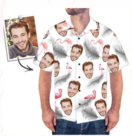 Customized Photo Printed Hawaiian Short Sleeved Casual Shirt