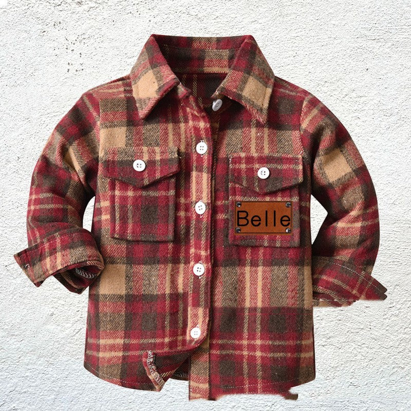 Children's Patchwork Flannel Checkered Shirt