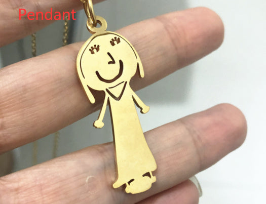 Customized Kids' Art Pendant Family Jewelry Gifts DoodleCharm Necklace Keychain Brooch Bracelet  Stud