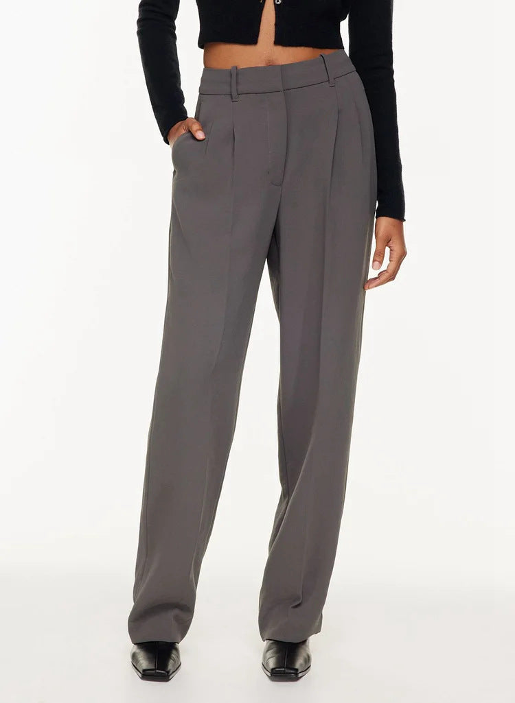 High Waist Straight Trousers With Pockets