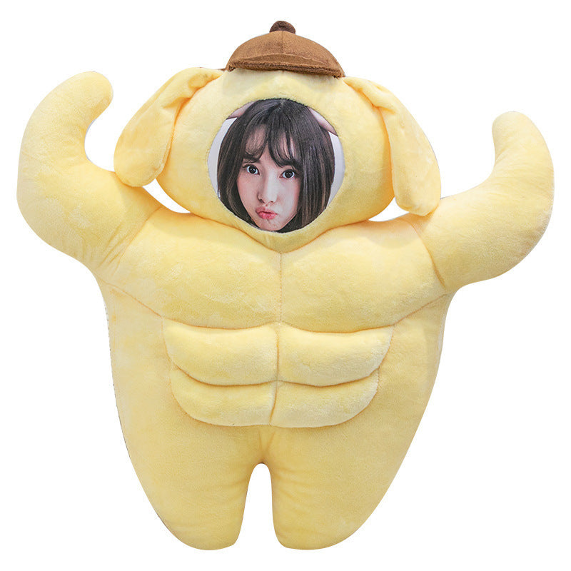 Diy Photo Doll Face Baby Doll Muscledog Pudding Funny Abdominal Muscle Pillow