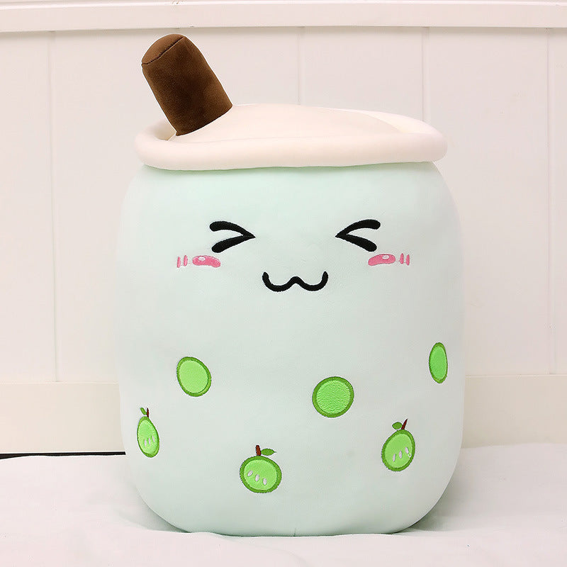 Cute Fruit Drink Plush Stuffed Soft Strawberry Milk Tea Plush Boba Tea Cup Toy Bubble Tea Pillow Cushion Kids Gift