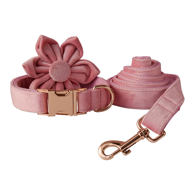 Goose Down Dog Collar Double Microfiber Rose Gold Buckle