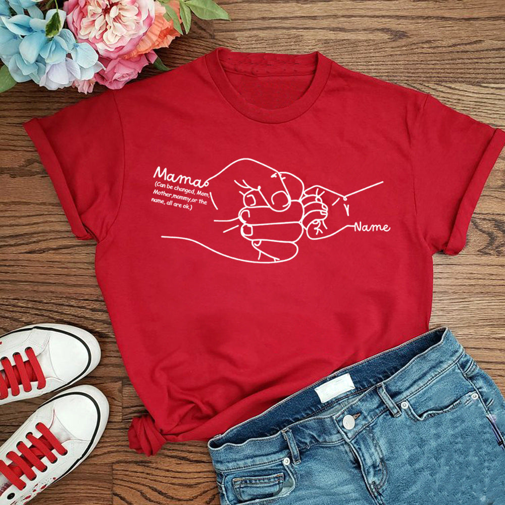 Hand Drawn Mom Kids Fist Collision Shirt Personalized T-shirt